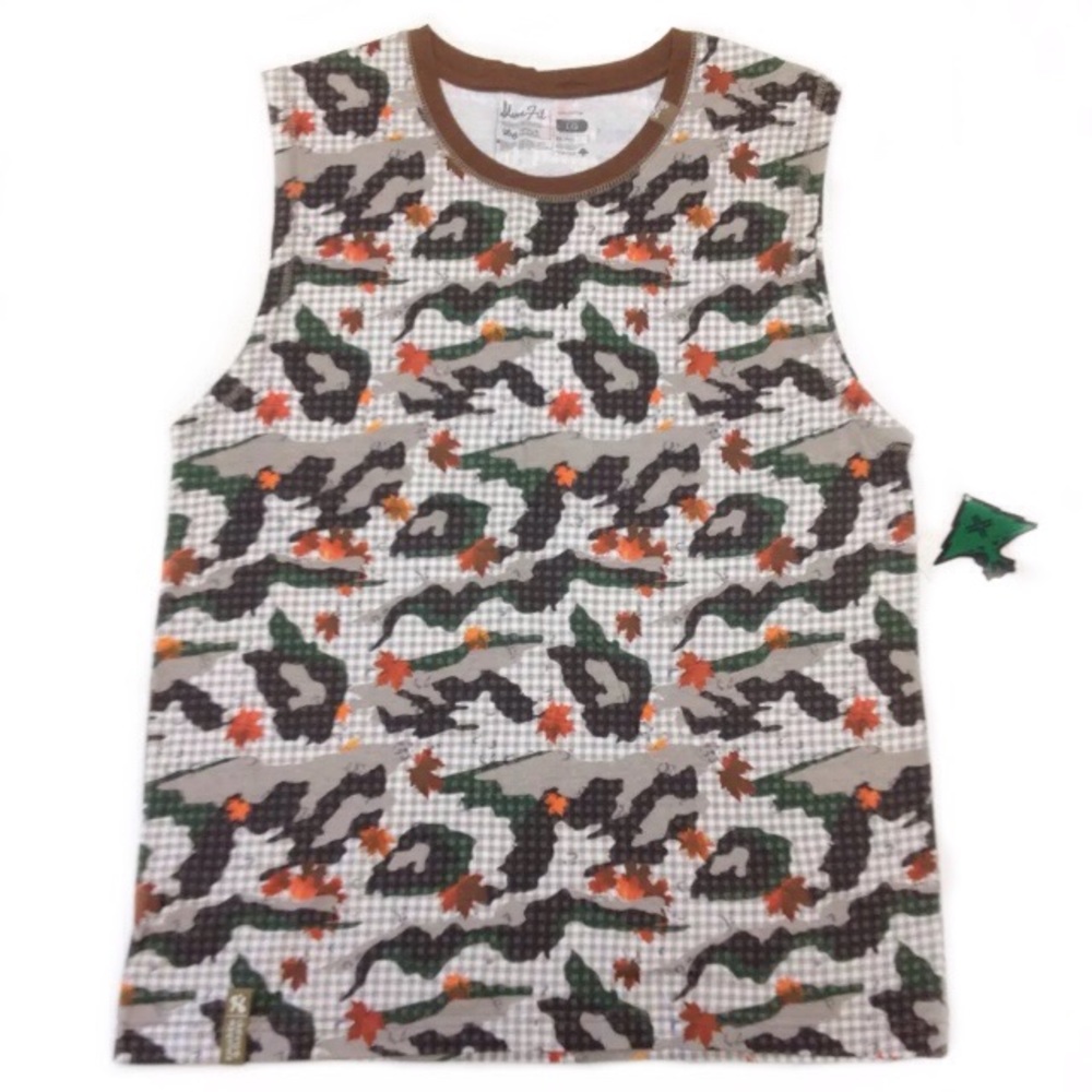 🌲 LRG 🌲 SHIRT TANK CAMO GREEN BROWN 100% COTTON